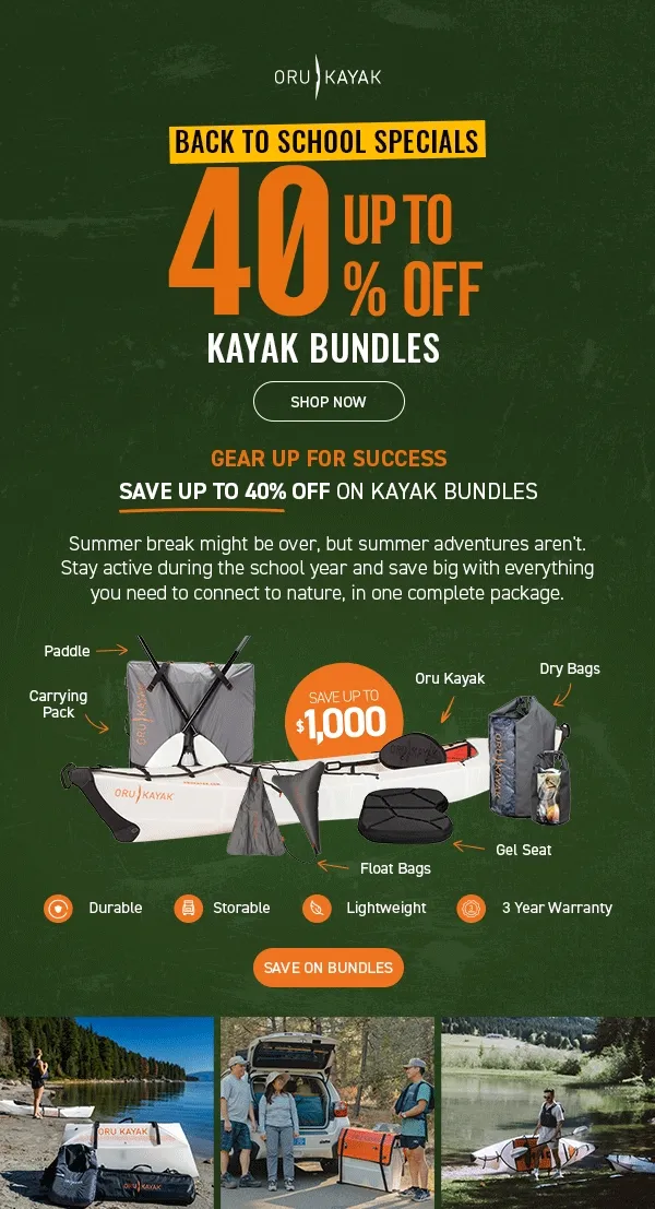 New Deal of the Week! Save up to 40% off kayak bundles. Get everything you need to hit the water!