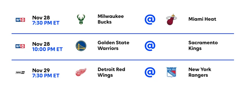 Upcoming Live Sports