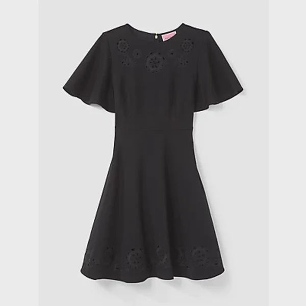 Embroidered Cutwork Ponte Dress