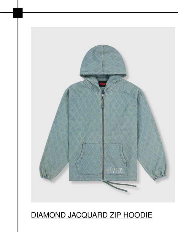 DIAMOND JACQUARD ZIP HOODIE