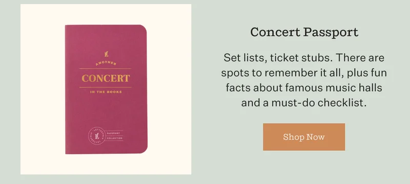 Concert Passport | Set lists, ticket stubs. There are spots to remember it all, plus fun facts about famous music halls and a must-do checklist. | Shop Now