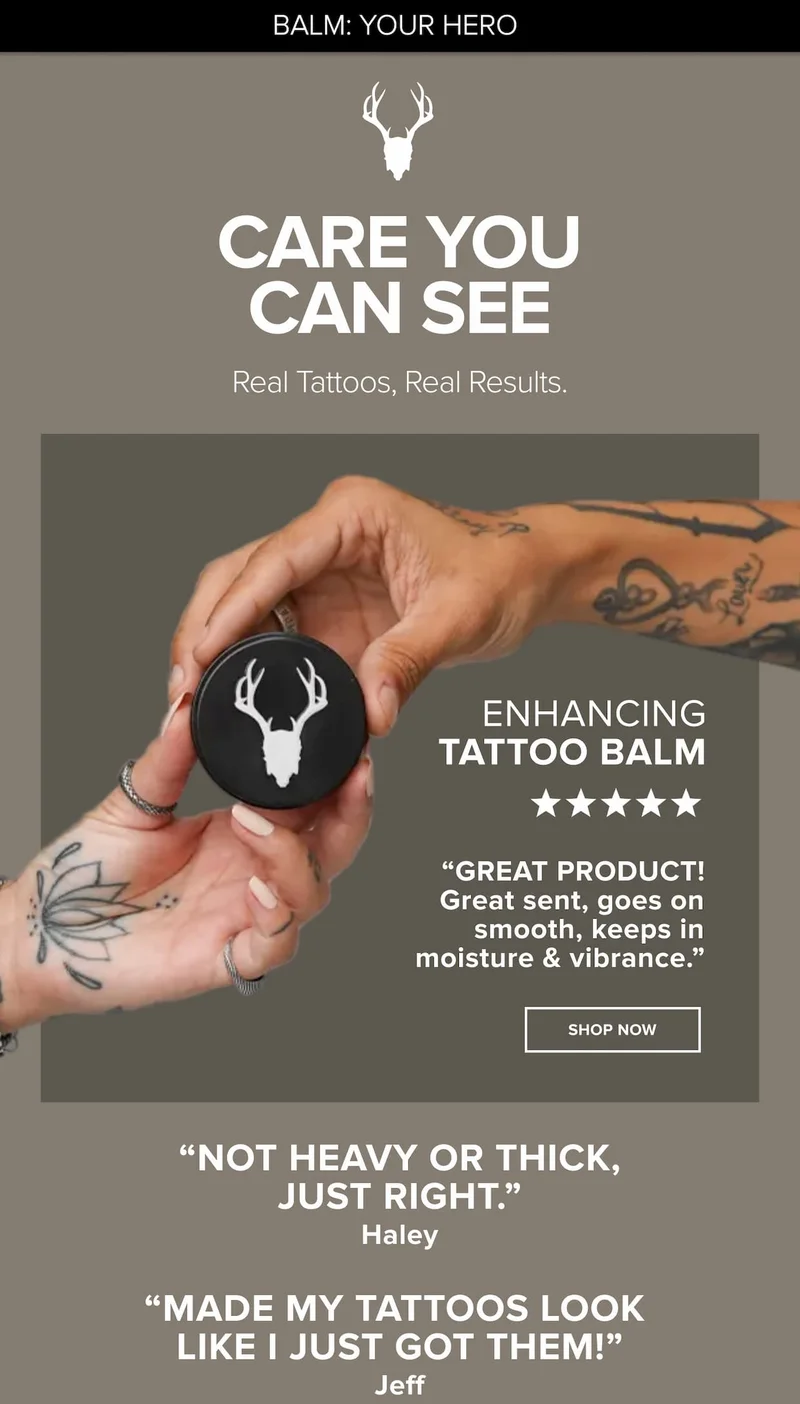 Care you can see  - real tattoos, real results.
