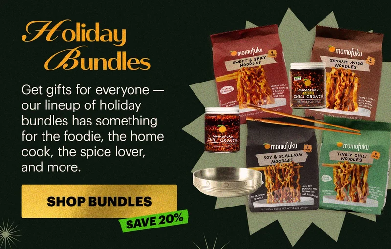 Header: Holiday Bundles   Sub-header: Get gifts for everyone — our lineup of holiday bundles has something for the foodie, the home cook, the spice lover, and more.  CTA: SHOP BUNDLES   SAVE 20%