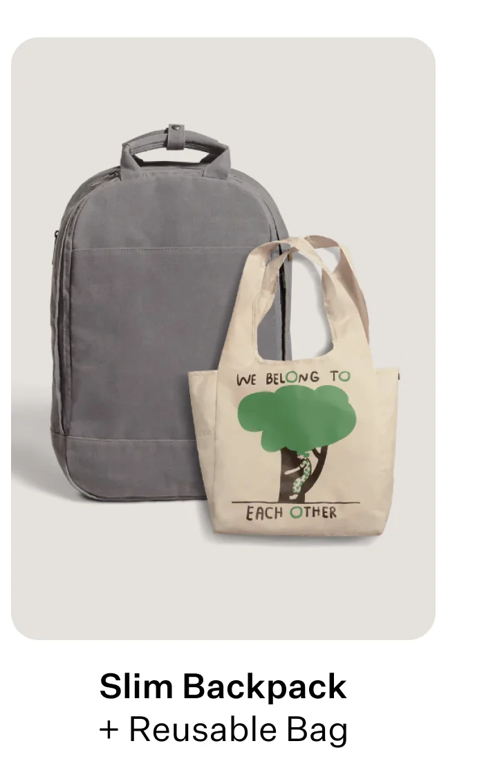 Slim Backpack + Reusable Bag