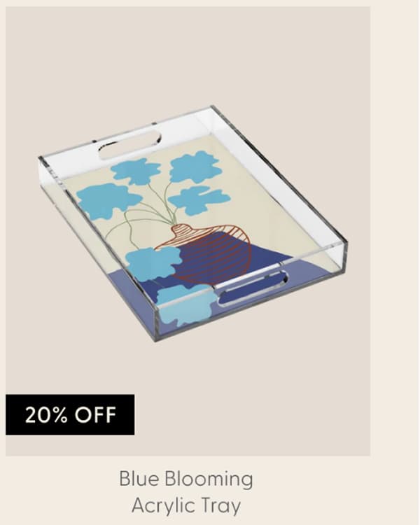 Blue Blooming Acrylic Tray
