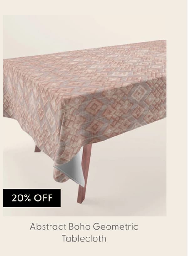 Abstract boho geometric tribal - terracotta Tablecloth