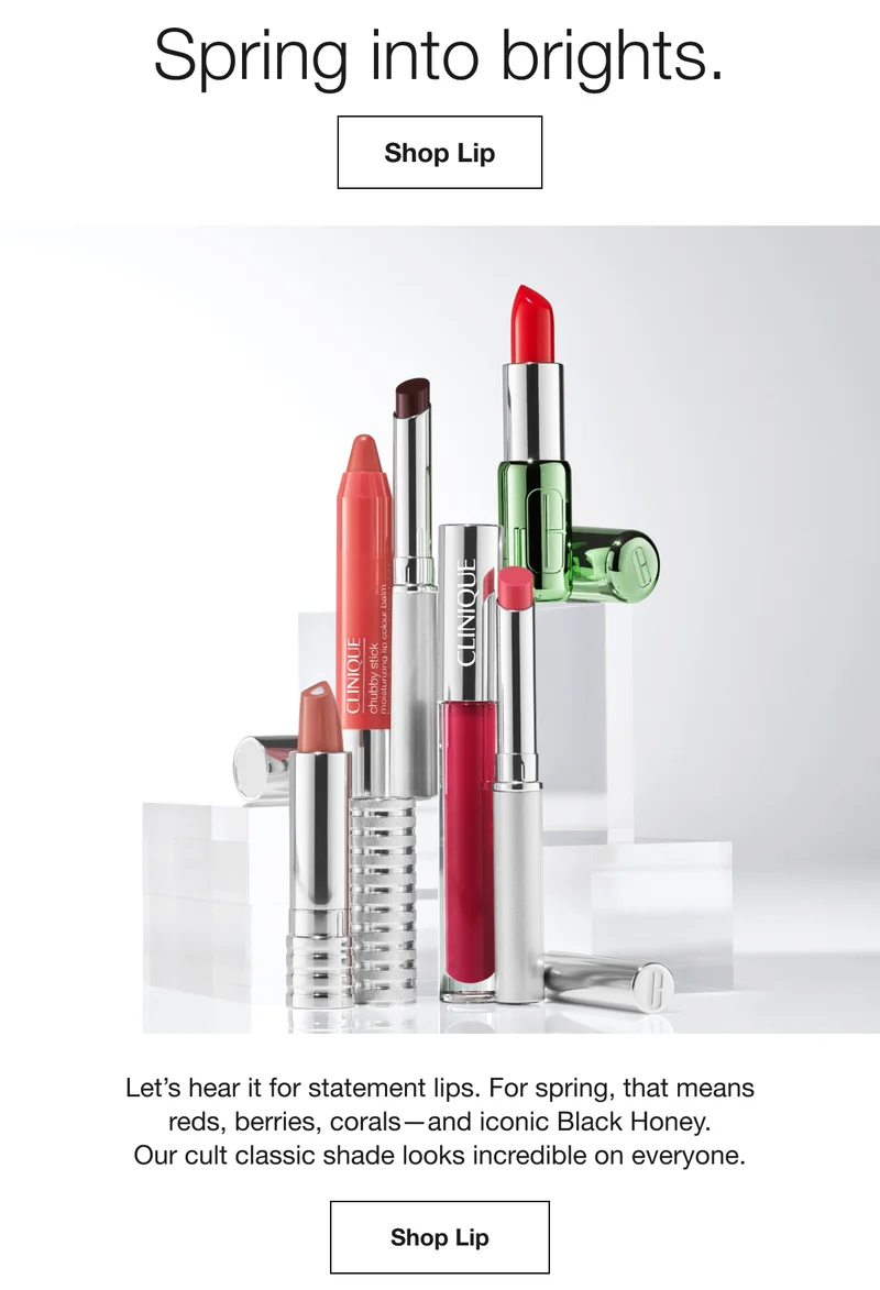 Spring into brights. | Shop Lip | Let's hear it for statement lips. For spring, that means reds, berries, corals-and iconic Black Honey. Our cult classic shade looks incredible on everyone. | Shop Lip