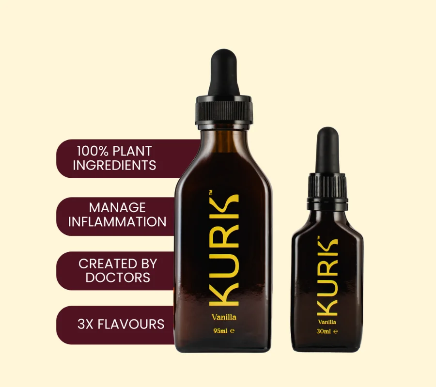 Kurk, 100% Plant ingredients to manage inflammation.