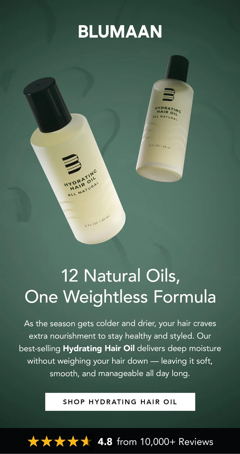 12 Natural Oils, One Weightless Formula with Hydrating Hair Oil