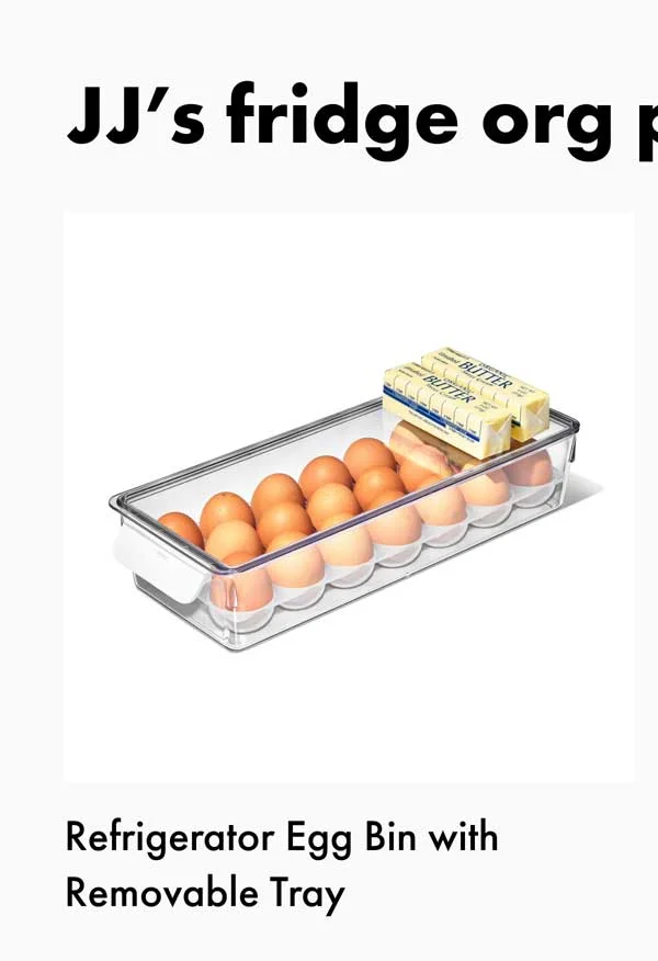 Refrigerator Egg Bin with Removable Tray