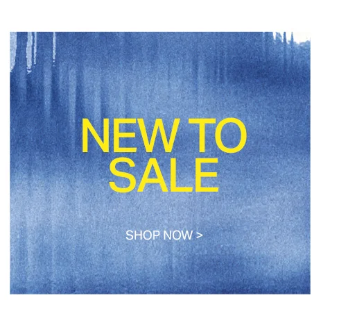 "NEW TO SALE" in yellow over a textured blue background. Discover new sale items and shop now for discounts and special offers.