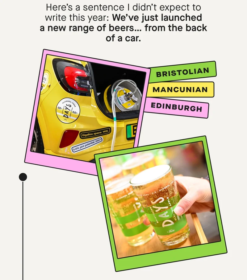 Here’s a sentence I didn’t expect to write this year:  We’ve just launched a new range of beers… from the back of a car.