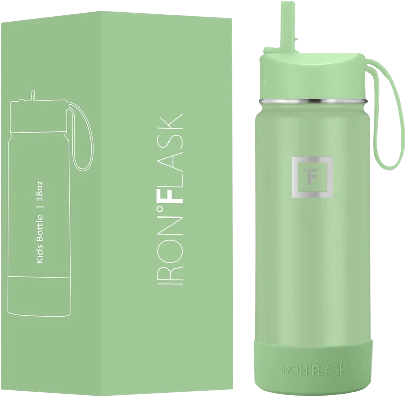 Image of Iron Flask 18 oz Kids Water Bottle - Apple Green