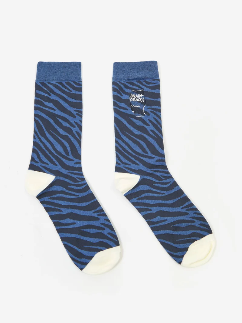 Image of Brain Dead Logohead Dress Socks - Blue Zebra