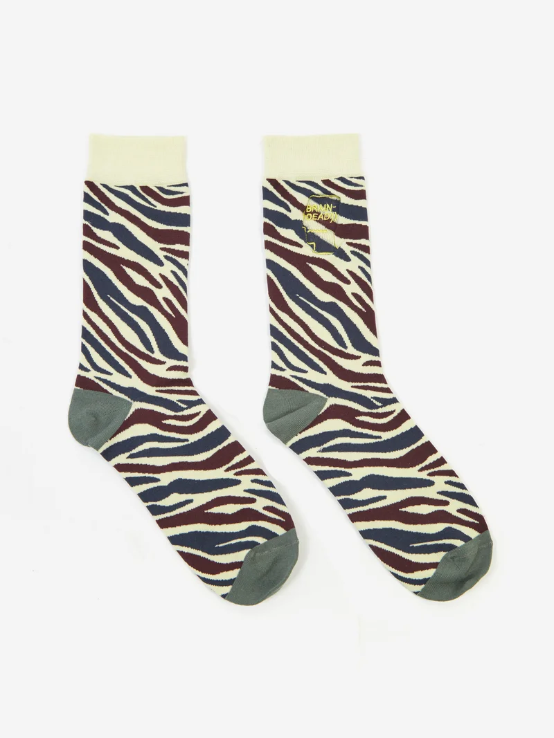 Image of Brain Dead Logohead Dress Socks - Multi Zebra