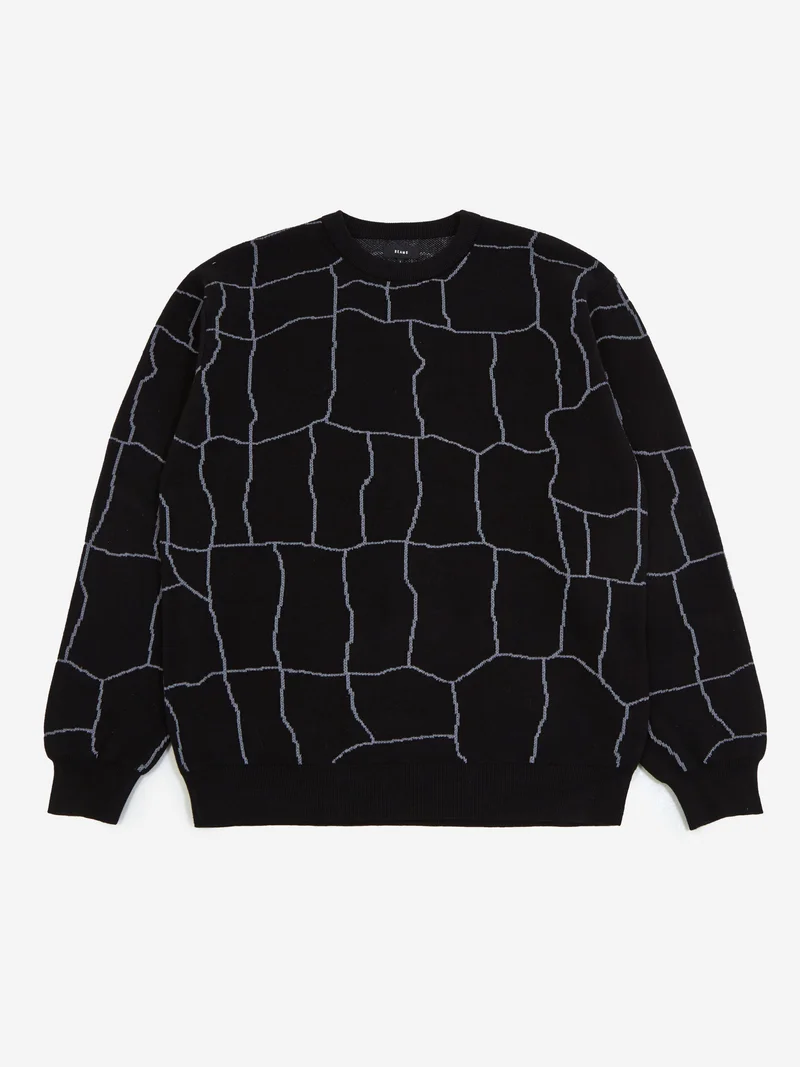 Image of Beams 12g Spider Web Crew Knit - Black