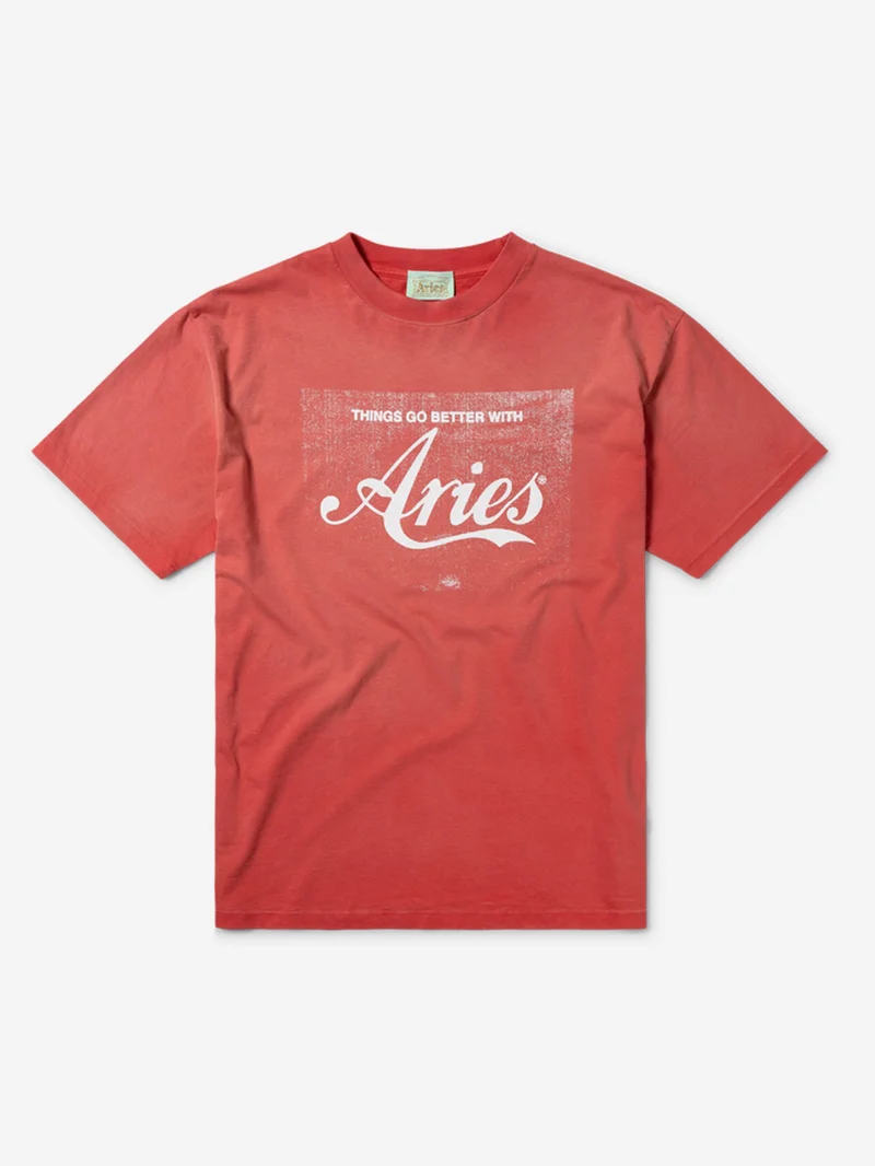 Image of Aries Sunbleached Cola SS Tee - Red