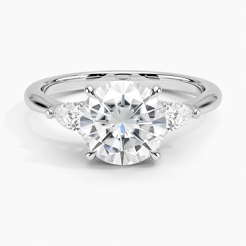 Moissanite Petite Opera Three Stone Lab Diamond Ring