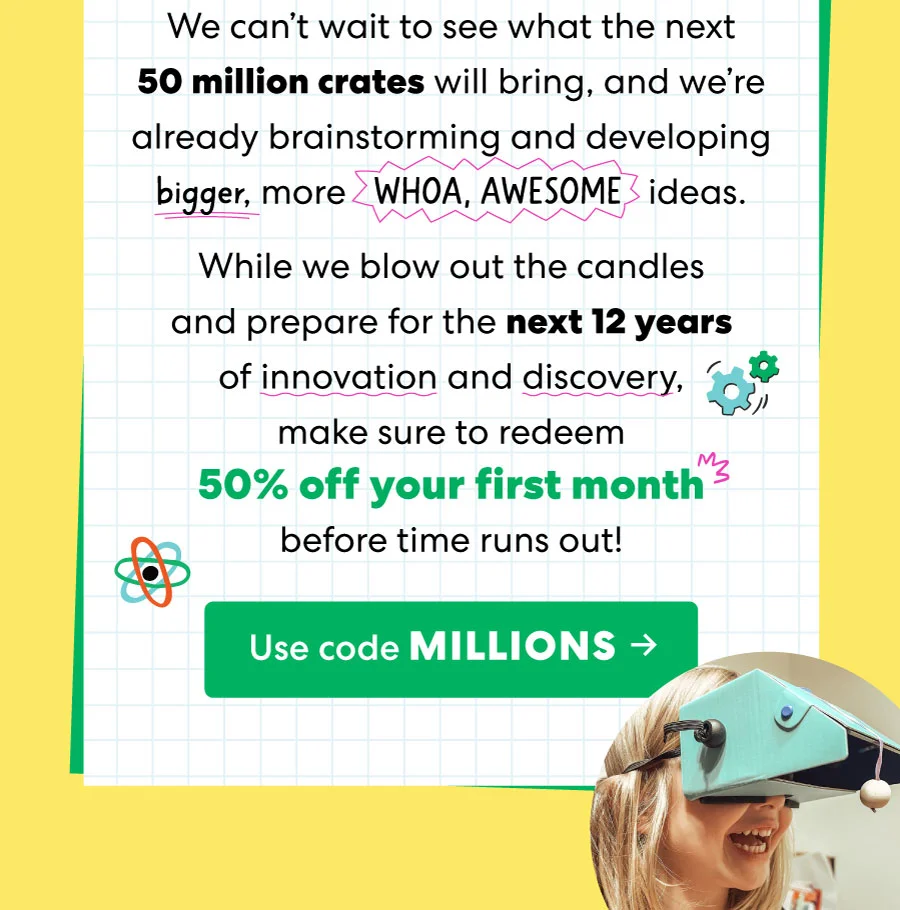 Use the code MILLIONS to get 50% off your first month!