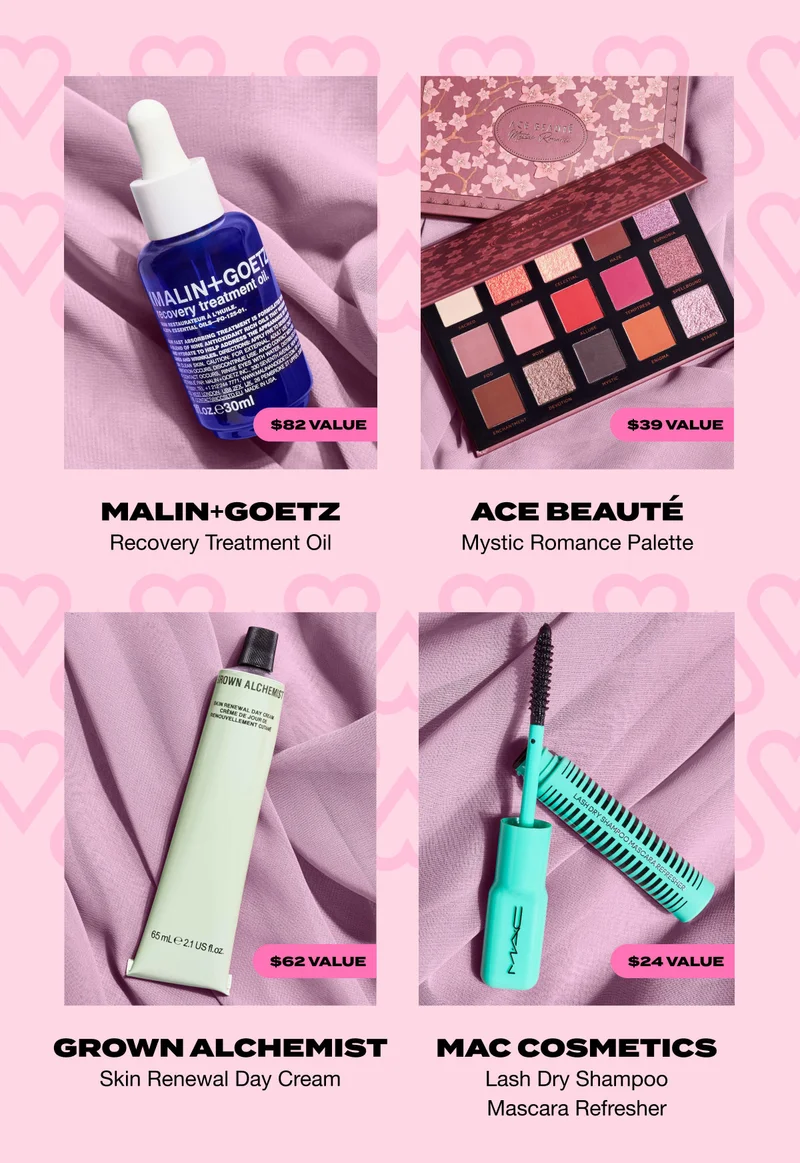 MALIN+GOETZ - Recovery Treatment Oil | ACE BEAUTE - Mystic Romance Palette | GROWN ALCHEMIST - Skin Renewal Day Cream | MAC COSMETICS - Lash Dry Shampoo Mascara Refresher