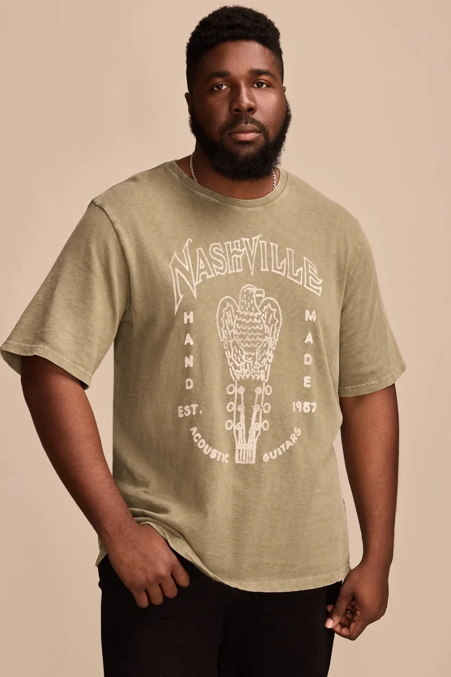 Image of Lucky Brand Big & Tall Nashville Guitars Tee - Men's Clothing Tops Shirts Tee Graphic T Shirts in Four Leaf Clover