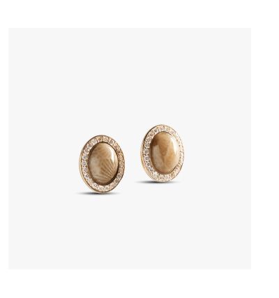 Diamond Pave Oval Stud Petoskey Earrings