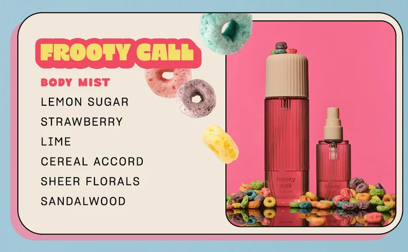 frooty call BODY MIST lemon sugar •&nbsp;strawberry • lime • cereal accord •&nbsp;sheer florals • sandalwood