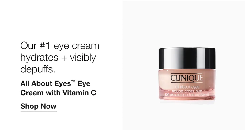 Our #1 eye cream hydrates + visibly depuffs. All About Eyes™ Eye Cream with Vitamin C Shop Now