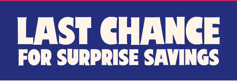 Last Chance for Surprise Savings