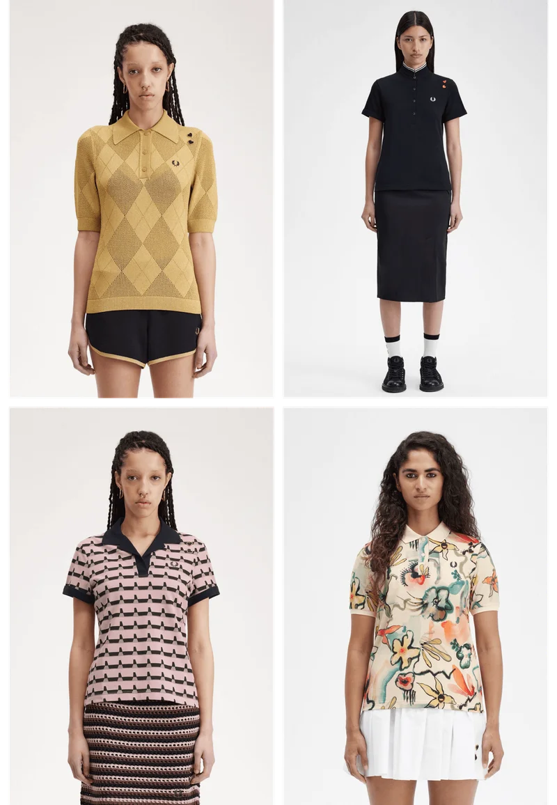 Picture collage of various female models wearing amy collaboration products