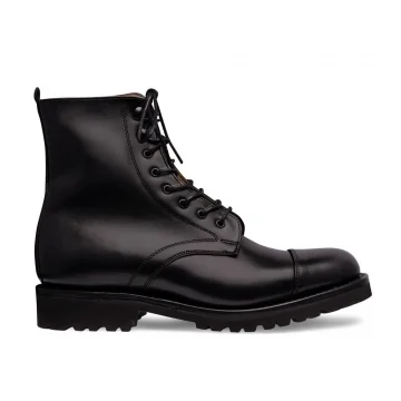 Trudie Capped Derby Boot in Black Calf Leather