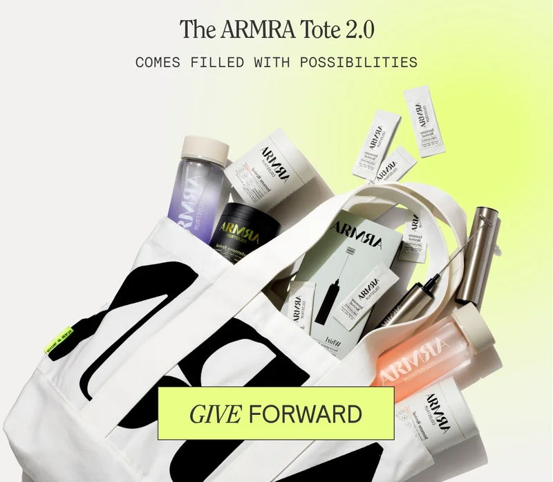 The ARMRA Tote 2.0 comes filled with possibilities. GIVE FORWARD