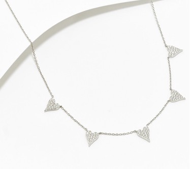 Diamonique x Jennifer Miller 5 Heart Station Necklace, Sterl