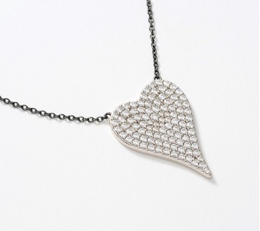 Diamonique x Jennifer Miller Signature Boxed Pave Heart Necklace, Sterl