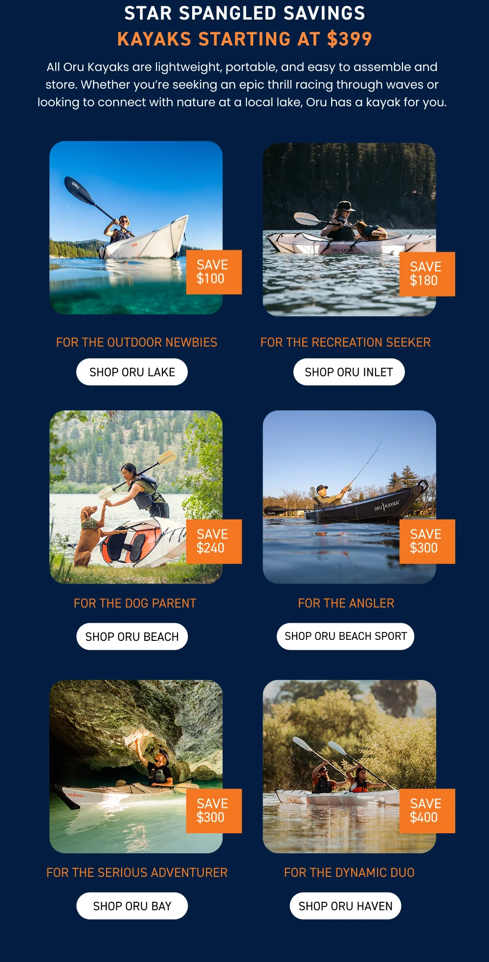 SHOP KAYAKS STARTING AT $399 SHOP KAYAKS STARTING AT $399