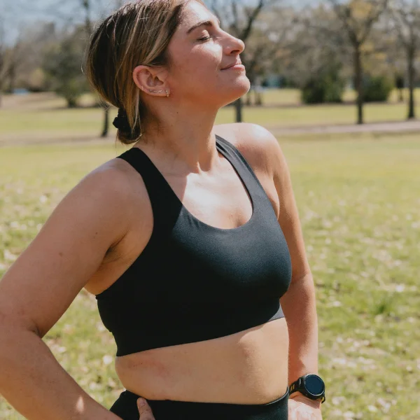Woman wearing a sports bra