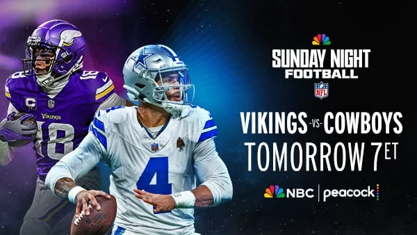 Vikings vs. Cowboys Tomorrow at 7PM ET on NBC & Peacock
