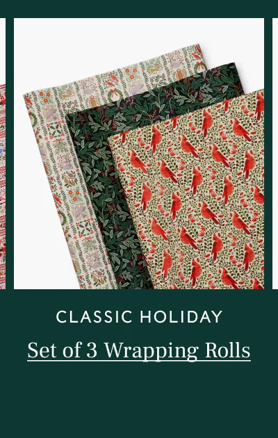 Classic Holiday Set of 3 Wrapping Rolls
