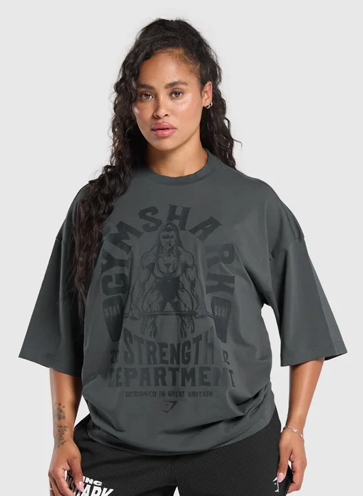 STRENGTH DEPARTMENT GRAPHIC T-SHIRT. ASPHALT GREY.