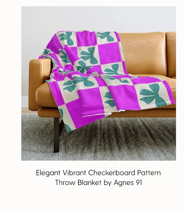 Elegant Vibrant Checkerboard Pattern Throw Blanket by Agnes 91
