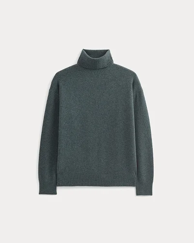 Image | Luxe Merino Relaxed Turtleneck | Heather Midnight Navy