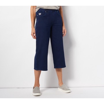 Quacker Factory DreamJeannes Short Pull-On Wide-Leg Culotte Pants