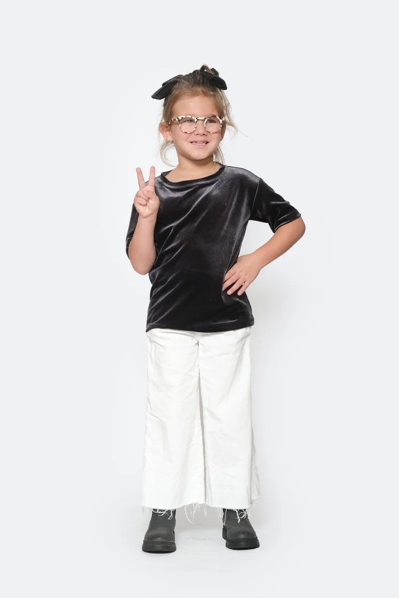 Image of Kids Very Velvet Tee in Midnight Black