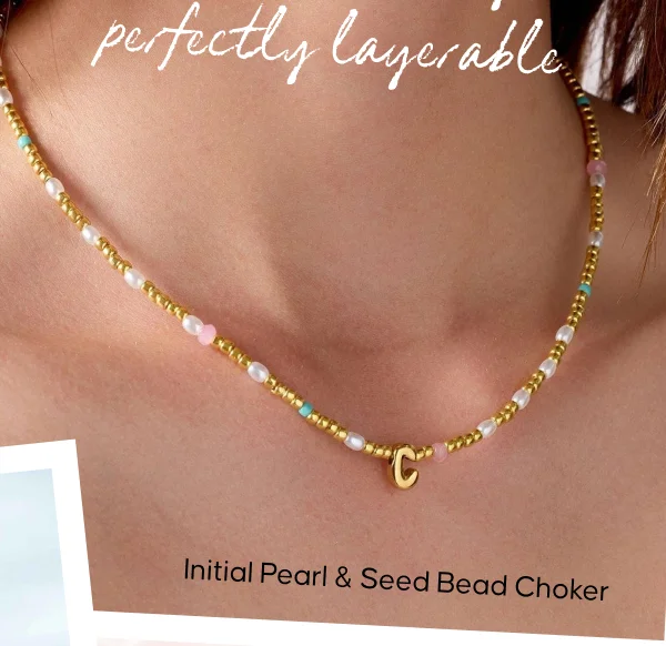 Personal, pearly, perfectly layerable. Initial Pearl & Seed Bead Choker