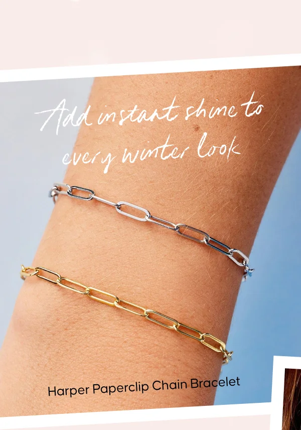Add instant shine to every winter look. Harper Paperclip Chain Bracelet