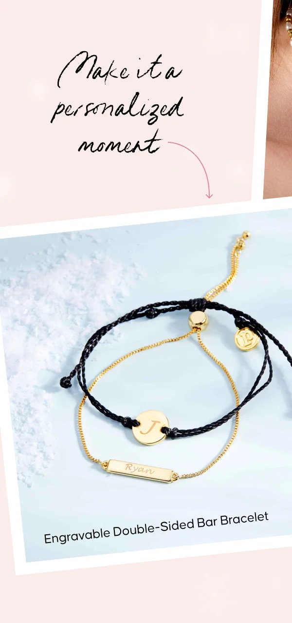 Make it a personalized moment. Engravable Double-Sided Bar Bracelet
