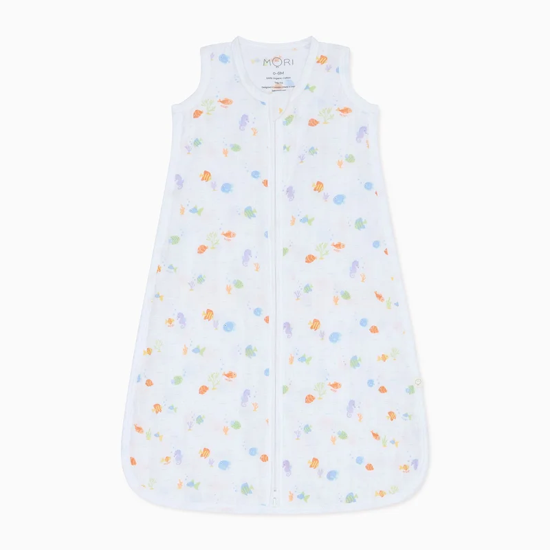 Image of Little Fish Muslin Front Opening Sleep Sack