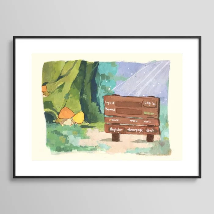 Mushroom login screen Framed Art Print Framed Art Print