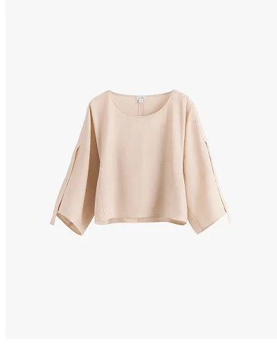 Linen Adjustable Sleeve Top Sand
