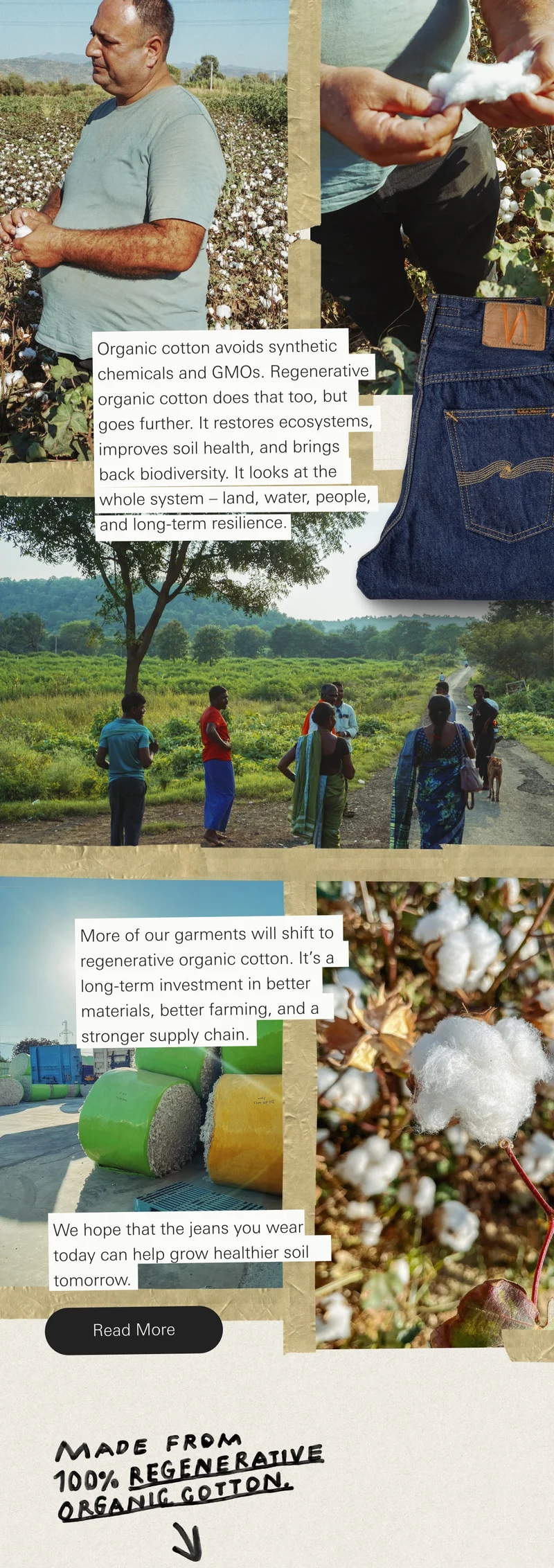Organic cotton avoids synthetic chemicals and GMOs. Regenerative organic cotton does that too, but goes further. It restores ecosystems, improves soil health, and brings back biodiversity. It looks at the whole system – land, water, people, and long-term resilience.